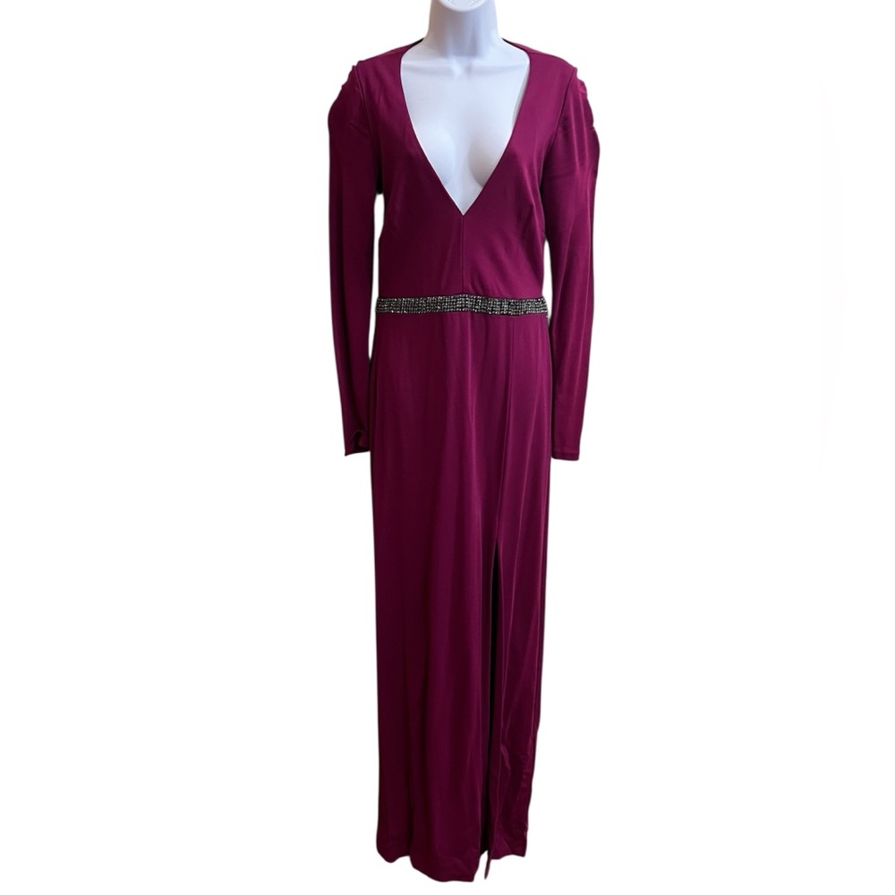Elegant Burgundy Long Sleeve Dress